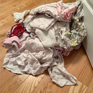 Baby Cloths Bundle with Pink and White Patterns